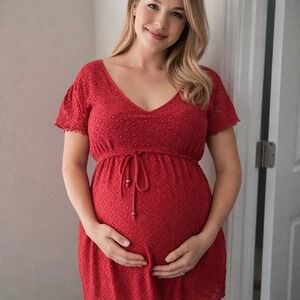 Oh Baby by Motherhood Cottagecore Lace Croquette Boho Maternity Top Medium